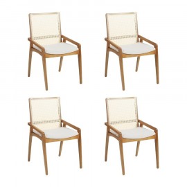Conjunto de 4 Cadeiras de Palhinha Adena