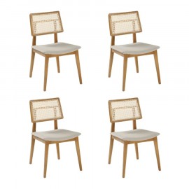 Conjunto de 4 Cadeiras de Palhinha Búzios Cru