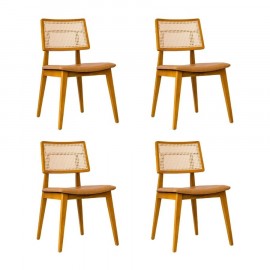 Conjunto de 4 Cadeiras de Palhinha Búzios Eco Leather